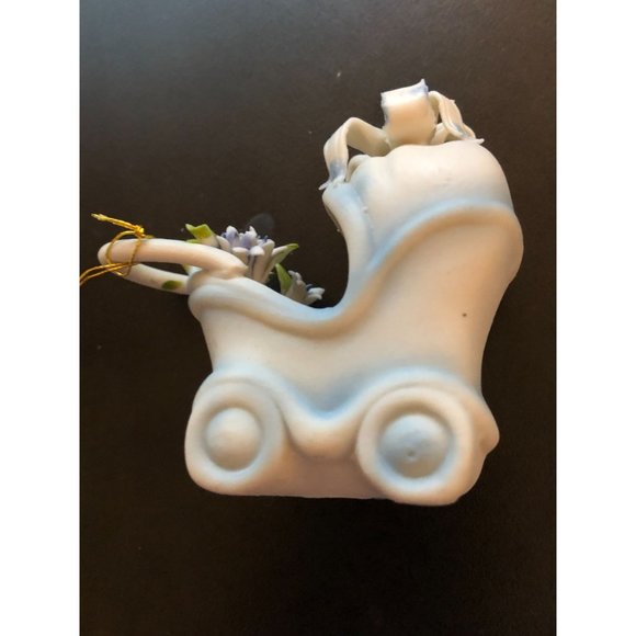 Porcelain Blue Baby Carriage Arte Porcelain designed by JS Collection Signed - Picture 3 of 12